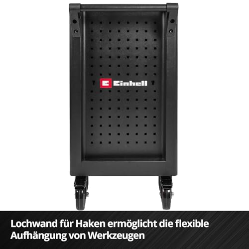Original Einhell Werkstattwagen leer (6 Schubladen, Interlock-System, kugelgelagerte Führungsschienen, belastbar bis 135 kg, mobil mit Feststellrollen)