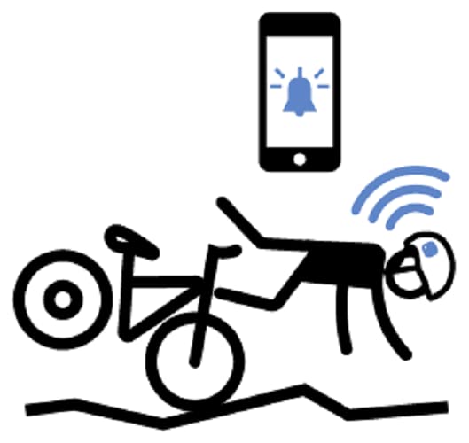 FISCHER Crash-Sensor FIND.U, Sturzmelder, 2,5 x 2,5 cm, USB-Ladefunktion, Alarm-LED und Status-LED, aus Kunststoff, mit Lithium-Ionen-Akku, Befestigung mit 3M-Klebepad, für Fahrrad, Skifahren & Reiten