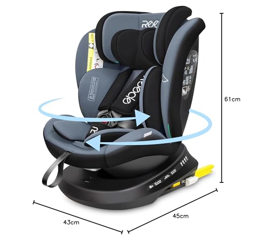 Reecle 360 Drehbar i-Size Kindersitz mit ISOFIX 40-150 cm (0-36 kg) Reboarder, ab Geburt -12 Jahre, ECE R129 (i-Size, Schwarz)