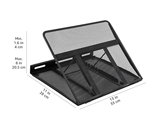 Amazon Basics Belüfteter, verstellbarer, ergonomischer Laptopständer, passend für ein Notebook bis 43,9 cm (17,3 Zoll), 33 x 28.7 x 18.5 cm, Schwarz