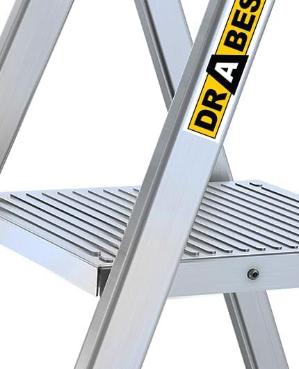 DRABEST Trittleiter klappbar Aluleiter 5 Stufen Stufenleiter Haushaltsleiter Belastbar bis 125 kg Stehleiter kostenloser Haken