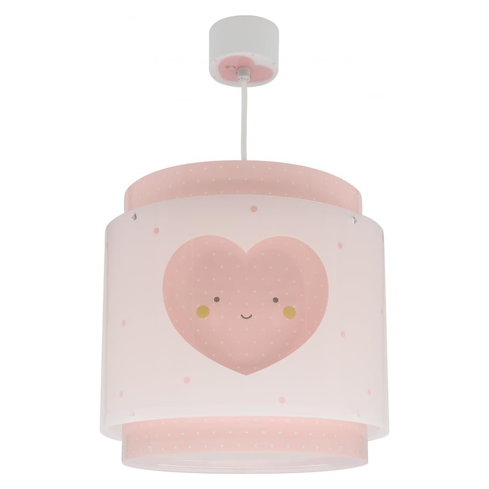 Dalber Lampe kinderzimmer, kinderlampe Pendelleuchte Hängelampe, Deckenleuchte Kinder, Deckenlampe kinderzimmer Baby Dreams Herz Rosa, 76012S, E27