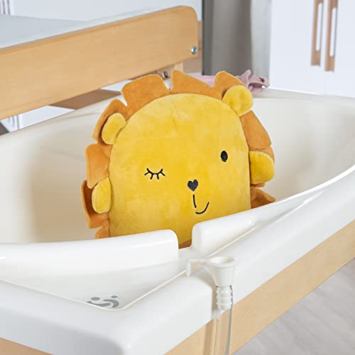 roba Bade Wickel Kombi Baby Pool - Wickeltisch ausziehbar mit integrierter Badewanne - Mobile Kombination aus Holz natur - Inkl. Wickelauflage weiß, 1 Stück (1er Pack)