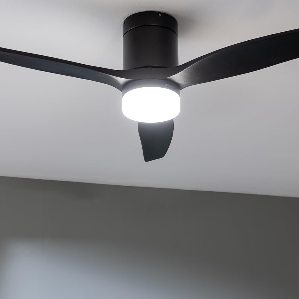 Cecotec - Deckenventilatoren mit Licht EnergySilence Aero 5600 Aqua GoldBlack Connected, 132 cm, 40 W, LED 20W Litch, 3 Flügel, 6 Geschwindigkeiten, Timer, Winter/Sommermodus, Wi-Fi, Goldschwarz