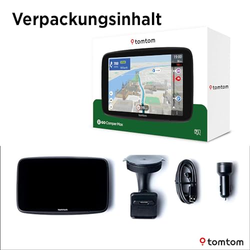 TomTom Camper Navi GO Camper Max 2. Generation (7" Display, POI`s für Wohnmobil- und Wohnwagen, Updates via Wi-Fi, TomTom Traffic, Fahrzeugprofile speichern, Weltkarten, Umweltzonen vermeiden)