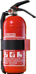 GLORIA 1 kg Pulver-Feuerlöscher für Kfz, Werkstatt, Boot, Küche oder Garage # mit Manometer # Kfz.-Halter und Sicherheitsspannband