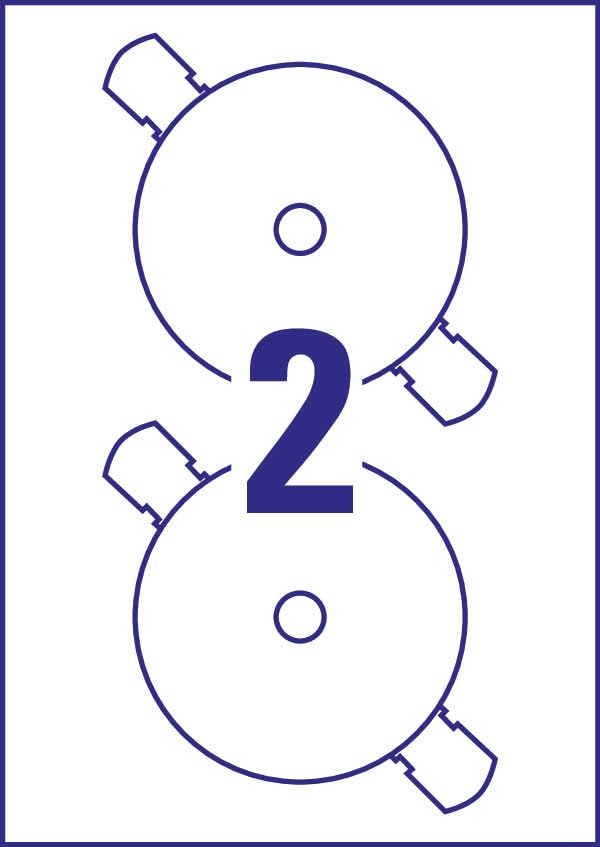 AVERY Zweckform L7760-25 selbstklebende CD-Etiketten (50 blickdichte CD-Aufkleber, Ø 117mm auf A4, SuperSize, Papier hochglänzend, bedruckbare Klebeetiketten für alle Laser-Drucker) 25 Blatt, weiß