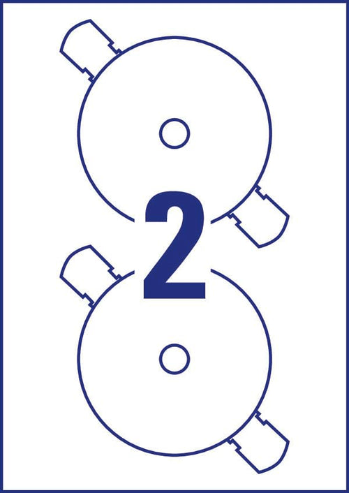 AVERY Zweckform L7760-25 selbstklebende CD-Etiketten (50 blickdichte CD-Aufkleber, Ø 117mm auf A4, SuperSize, Papier hochglänzend, bedruckbare Klebeetiketten für alle Laser-Drucker) 25 Blatt, weiß