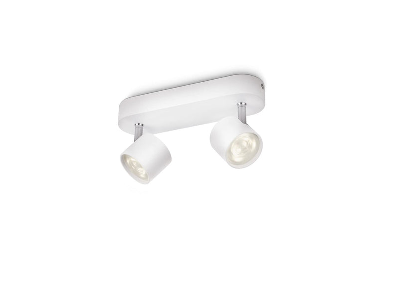 Philips myLiving Star 2-er LED Spots (11,5 W), dimmbare Deckenspots mit warmweißem Licht und zwei schwenkbaren Spotköpfen, energiesparende Raumbeleuchtung, weiß