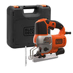 Black+Decker Elektronik-Pendelhub-Stichsäge (650 Watt, 19mm Hublänge, max. 90 mm Schnitttiefe, 3 Pendelhubstufen für vielseitigen Einsatz, variable Hubzahl, inkl. 2 Sägeblätter + Koffer) BES610K