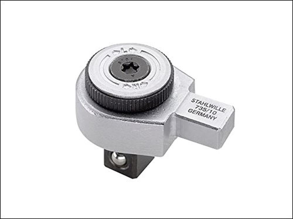 STAHLWILLE Nr. 735/10 l 1/2“ Feinzahn-Einsteckknarre l 9x12 mm Aufnahme l zum Einstecken in Drehmomentschlüssel l kompakte Bauform l Made in Germany