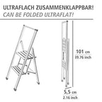 WENKO Leichte Aluminium Trittleiter mit 2 Stufen für 50 cm höheren Stand, rutschsichere XXL-Stufen, Design Klapptrittleiter, TÜV Süd Zertifiziert, 44 x 101 x 5,5 cm, Weiß