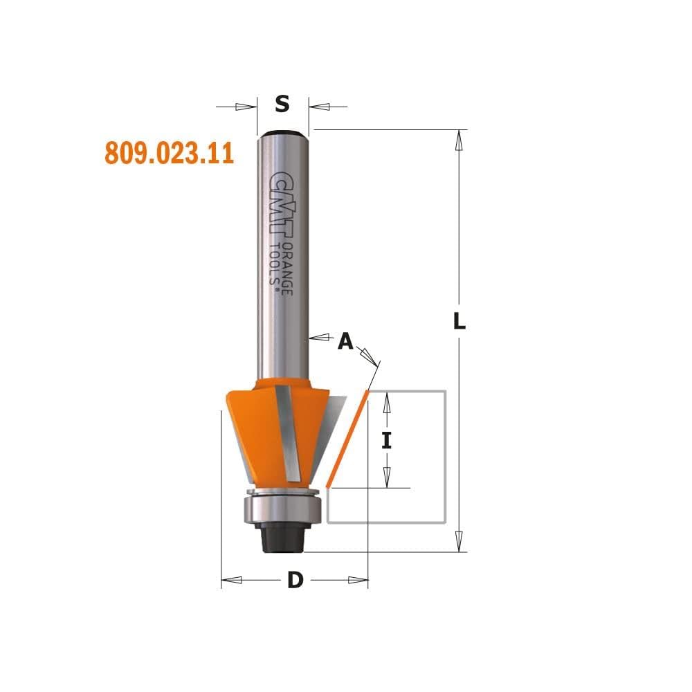 CMT ORANGE TOOLS 910.260.11 - ANFASFRÄSER 45 GRAD HM S=8 D=27X5.5