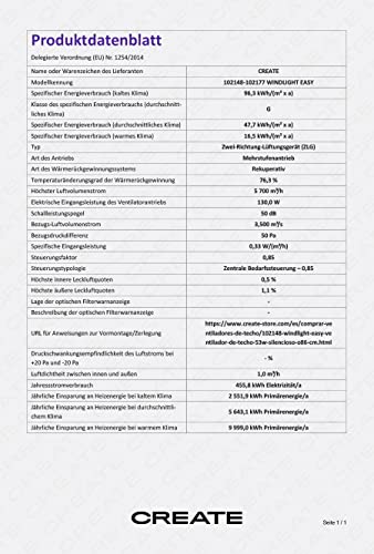 CREATE / WINDEASY/Deckenventilator Weiß umkehrbare Naturholzflügel mit Beleuchtung / 53W, Leise, Ø86cm, 3 Geschwindigkeiten, AC-Motor, Sommer-Winterbetrieb