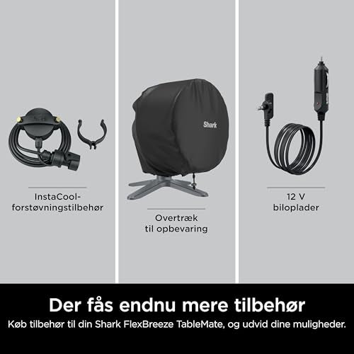 Shark FlexBreeze TableMate Akku-Ventilator, innen & außen, ≤24h Laufzeit, Hochgeschwindigkeits-Kühlung, 20 m Reichweite, leise & langlebig, 5 Geschwindigkeiten, Oszillation, Fernbedienung FA150EU