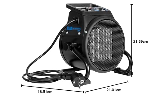 Güde Elektroheizer GEH 2000 P (2000 W, TÜV/GS, Heizstufen 1000/2000 W, Ventilatorfunktion, Gebläseleistung 197 m³/h, PTC-Keramik Heizelement, stufenloser Thermostat, Überhitzungsschutz, Tragegriff)