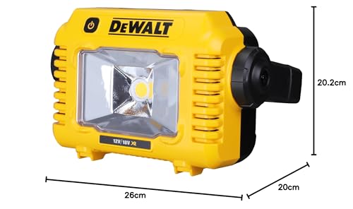 Dewalt LED Akku-Baustellenleuchte DCL077 (sehr hohe Lichtstärke von bis 2.000 Lumen, robuster Multi-Positionsgriff, IP54, mit Stativaufnahme 1/4" und 5/8", Lieferung ohne Akku und Ladegerät)
