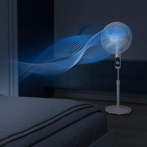 Rowenta Turbo Silence Standventilator, nur 35 dB(A) im Silent Night-Modus, energiesparend, 12 Geschwindigkeiten, digitaler LED-Bildschirm, Timer, Fernbedienung, Weiß, VU5650F0