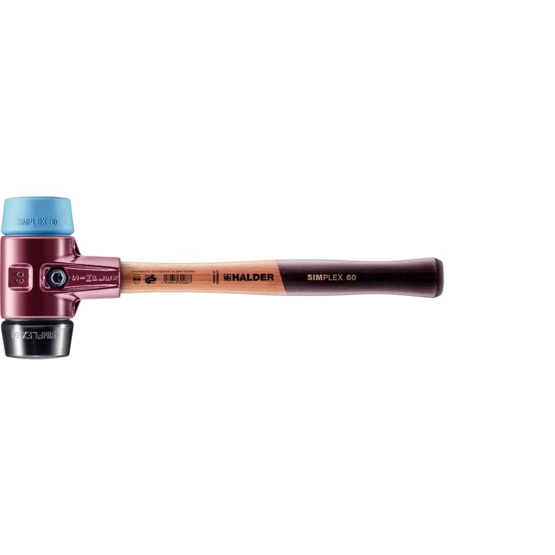 SIMPLEX-Schonhammer, TPE-soft/Gummikomposition; mit Tempergussgehäuse und hochwertigem Holzstiel | D=60 mm | 3012.060