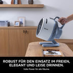 Shark FlexBreeze HydroGo Starker Ventilator mit Sprühnebel, Kühlung für drinnen & draußen, leise & langlebig, kabelgebunden & kabellos, kompakt & leicht,5 Geschwindigkeiten, Gletscher FA050EUBL