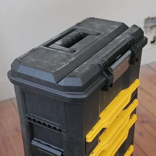 Stanley Rollende Werkstatt aus Metall-Kunststoff 1-79-206 / Werkzeugwagen leer mit 3 modularen Einheiten / Vielseitige Werkzeugbox für Kleinteile und große Werkzeuge
