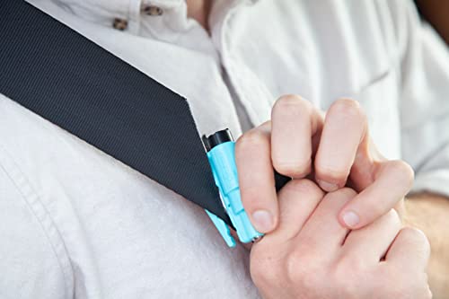 resqme Familien-3er-Pack: Notfall-Schlüsselanhänger, Autoflucht-Werkzeug, 2-in-1 Sicherheitsgurtschneider und Fensterbrecher, USA, rot, weiß, blau