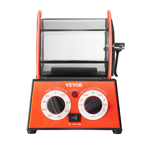 VEVOR Poliertrommel Schmuck-Poliermaschine 5 kg, Rotary Tumbler Oberflächenpolierer 60 W, Schmuck Polieren Dreh-Tumbler Einstellbare Zeit & Drehzahl Polierer Kugelmühle, für Gold, Silber usw.