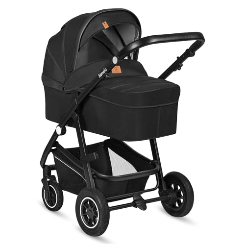 LIONELO BIANKA Kinderwagen 3 in 1 bis 22 kg Babywanne Autositz, Zusammenlegbar, Reise-System, Einstellung der Rückenlehne, Räder 360 Stoßdämpfer, Verdeck XXL