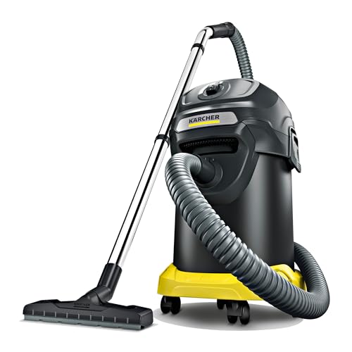 Kärcher AD 4 Premium Aschesauger und Trockensauger ideal für die Reinigung von Kaminen, Pelletöfen und Grills (mit Filterreinigung, 17-Liter-Metallbehälter, Reinigung ohne Schmutzkontakt) Gelb/Schwarz