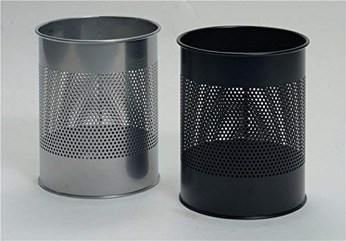 Durable Papierkorb Metall rund 15 Liter, Perforation 165 mm, schwarz, 331001