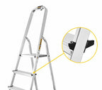 DRABEST Trittleiter klappbar Aluleiter 5 Stufen Stufenleiter Haushaltsleiter Belastbar bis 125 kg Stehleiter kostenloser Haken