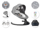 MoMi KENANI Babywippe für Kinder bis 9 kg, klappbar, mit Fernbedienung & Bluetooth zum Verbinden mit Smartphone, Batterie- oder Stromanschluss, mit 5-Punkt-Sicherheitsgurt, Sonnenschutz, Insektennetz