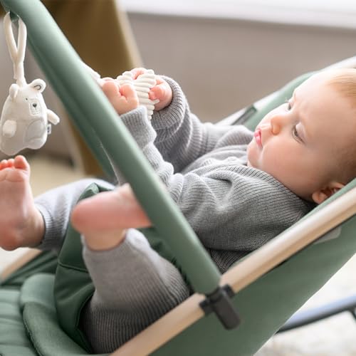 Maxi-Cosi KORI 2-in-1 Ergonomischer Babywippe mit Spielzeugbogen 0-2 Jahre bis 15 kg Neugeborenen Hüpfstuhl 3 Liegepositionen Easy-In Harness Leicht & Kompakt Neugeborenes Kissen Beyond Graphite