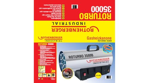 Rothenberger Industrial Gas – Heiz – Kanone/Gebläse RoTurbo 35000 inkl. Piezo-Zündung, Schlauch & Schlauchbruchsicherung 34,0 kW, 1500000363