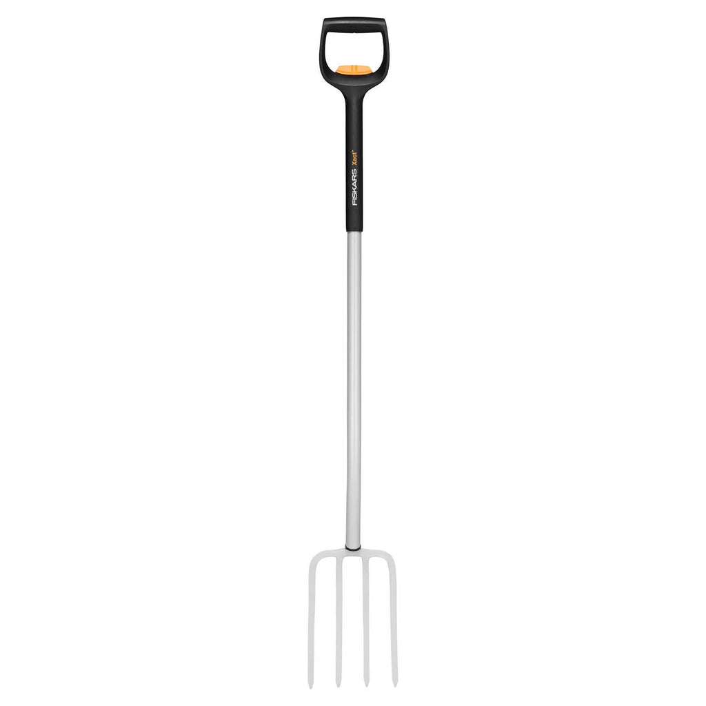 Fiskars Teleskop-Spatengabel für Harte, steinige Böden, Mit 4 Zinken, Länge 1,10 m bis 1,30 m, Hochwertiger Borstahl, Schwarz/Silber, SmartFit, 1070717