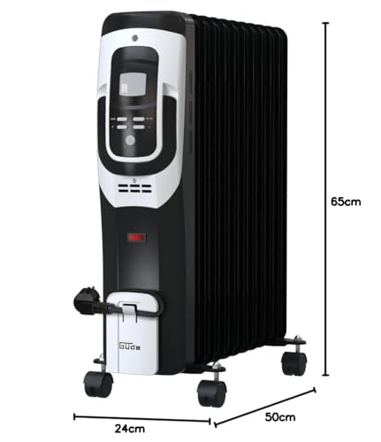 Güde Ölradiator OR 2500-11 DT (2500 W, 3 Heizstufen: 1000/1500/2500 W, LCD-Display, Kipp- & Überhitzungsschutz, stufenlos regulierbarer Thermostat, Timerfunktion, Handgriff & 4 Rollen)