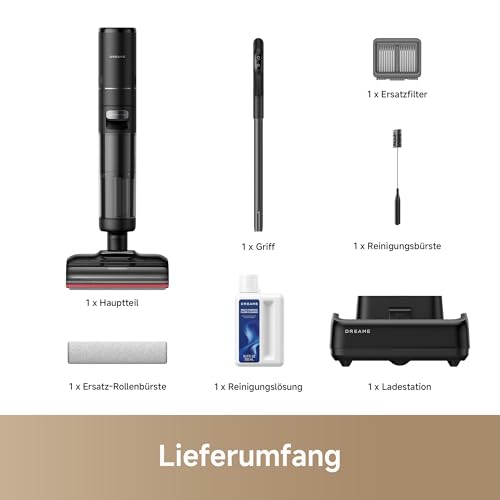 dreame H15S Nass- und Trockensauger, 3-fache Kantenreinigung, KI-Roboterarm, 21.000 Pa Saugkraft, verhedderungsfrei, 90 °C Bürstenreinigung, leise 90 °C Trocknung, flaches 180°-Design, App-Steuerung