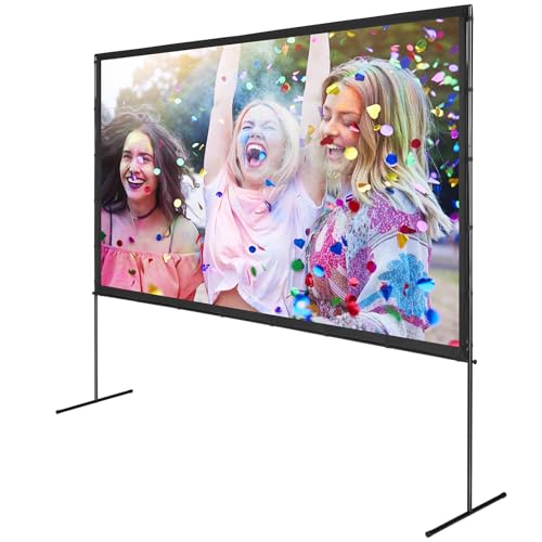 VEVOR Projektion Beamer Leinwand mit Ständer 120 Zoll HD 4K Outdoor Indoor Projektor Screen Schnelles Klappbare Tragbare Filmleinwand 16: 9 für Heimkino, Camping, Freizeitveranstaltungen usw. Schwarz