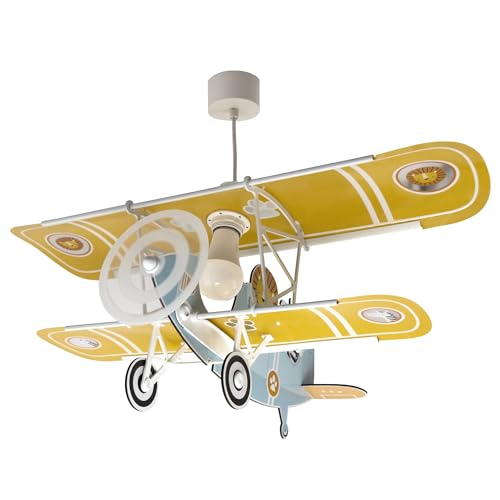 Dalber Kronleuchter für Kinderzimmer, Hängeleuchte, Flugzeug, Löwe, Blau, Tiere, 54602, E27, 15 W LED