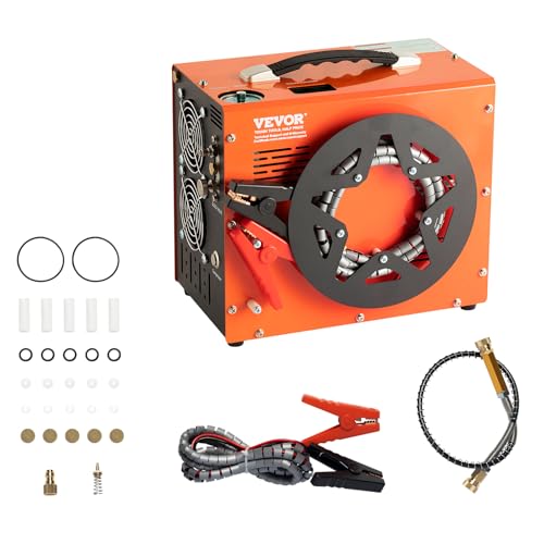 VEVOR Tragbarer PCP Kompressor 300bar 350 W Tauchkompressor, 0,5 L Hochdruck Luftkompressor, 8 mm Mobiler Mehrzweckkompressor, 2700 U/min Flüsterkompressor Auto-Stopp, Atemluftkompressor 220 V AC