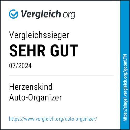 HerzensKind Auto Organizer - die praktische Faltbox für den Rücksitz oder Kofferraum. Rücksitz Organizer zum Verstauen von Windeln Spielzeug etc. neben dem Kindersitz