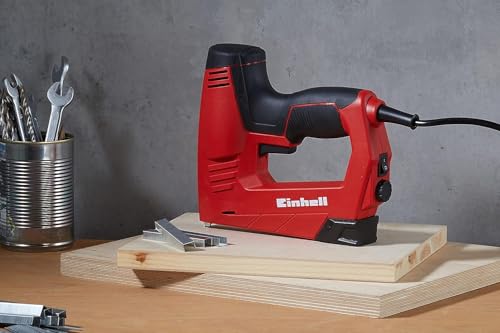 Einhell Elektrotacker TC-EN 20 E (für Klammern Typ 53, Nägel Typ 47, elektronische Schlagkraftvorwahl, Sicherheitsnase, inkl. 1000 Klammern/500 Nägel)