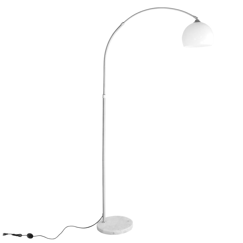 CCLIFE LED E27 Bogenlampe höhenverstellbar Marmorfuß weiß orange Stehlampe Stehleuchte Standleuchte Bogenleuchte Bogenstandleuchte, Farbe:Weiss, höhenverstellbar 130-180cm
