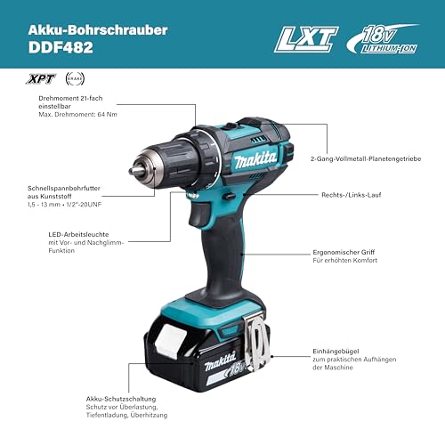 Makita DDF482Z Akku-Bohrschrauber 18V (ohne Akku, ohne Ladegerät)