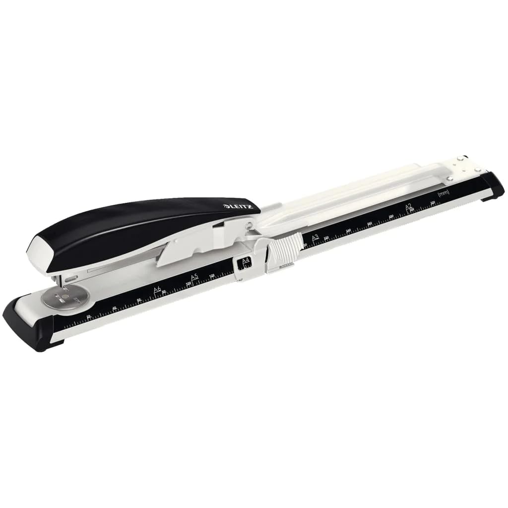 Leitz Langarm-Büroheftgerät aus Metall, Für 40 Blatt, Inkl. Heftklammern, Ergonomisches Design, Schwarz, NeXXt-Serie, 55600095