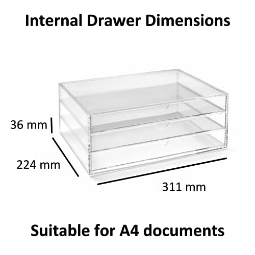 OSCO A3TSL Magazin mit 3 Schubladen aus klarem Acryl im Querformat farblos