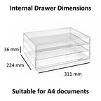 OSCO A3TSL Magazin mit 3 Schubladen aus klarem Acryl im Querformat farblos