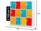 Jan Nowak Schließfachschrank 4B3A Werfachschrank Fächerschrank Umkleideschrank mit 12 Fächern Metall Pulverbeschichtung 120 cm x 110 cm x 45 cm (H x B x T) (Mehrfarbig)