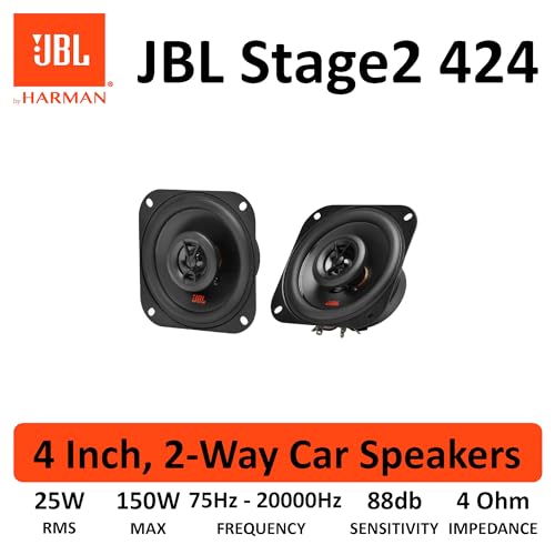 JBL Stage2 424 2-Wege Auto Lautsprecher Set von Harman Kardon - 150 Watt KFZ Autolautsprecher Boxen 10 cm