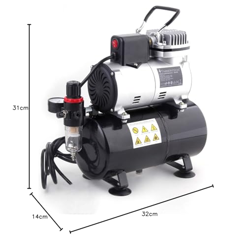 Timbertech Professional Kolbenöl ohne ruhige Airbrush-Kompressor mit Kühllüfter ABPST08 für Hobby, Tätowierung, Nagel usw.
